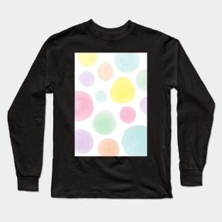 Colorful Pastel Polka dot watercolor pattern Long Sleeve T-Shirt